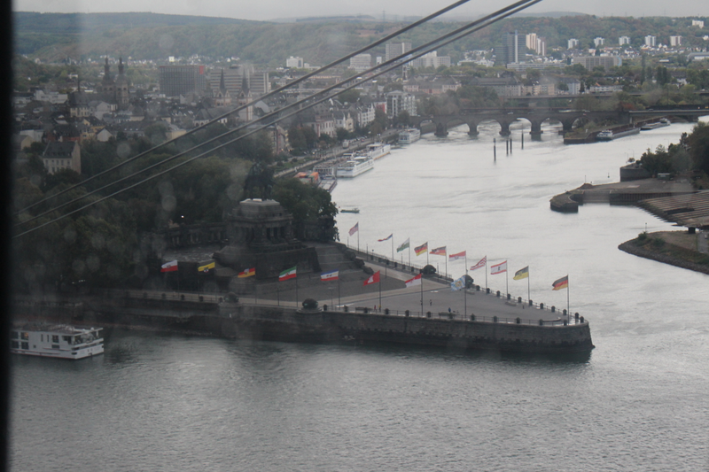 The Deutsches Eck as seen from the gondola.